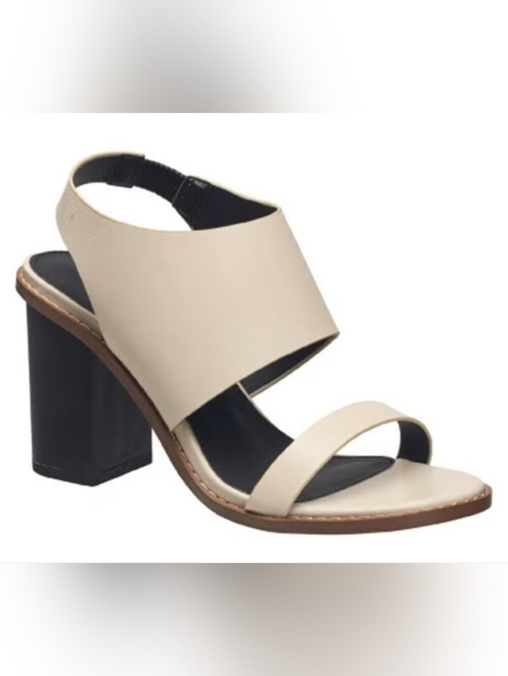 French Connection Lori Sandal Elegant Ecru Block Heel Sandals - Size 8